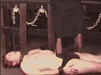Erotic redhead in latex gloves and bra - Femdom slavery - complete submission